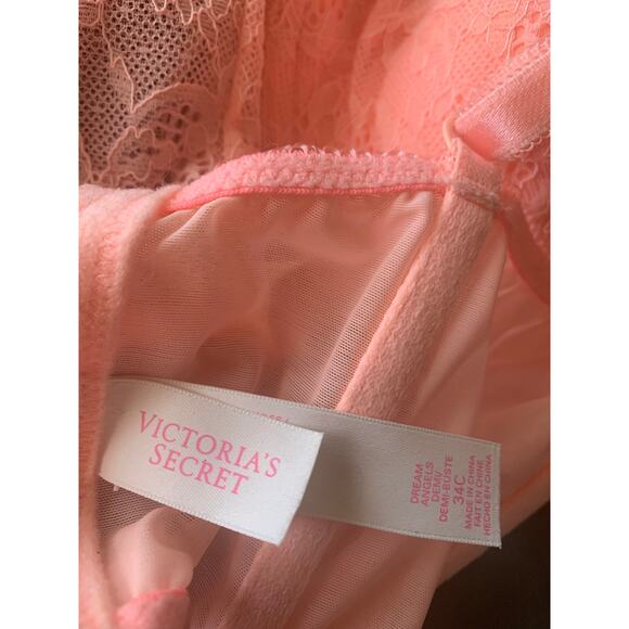 Victoria’s Secret Dream Angels Demi-bust balconette push up bra pink 34C EUC - Picture 9 of 10